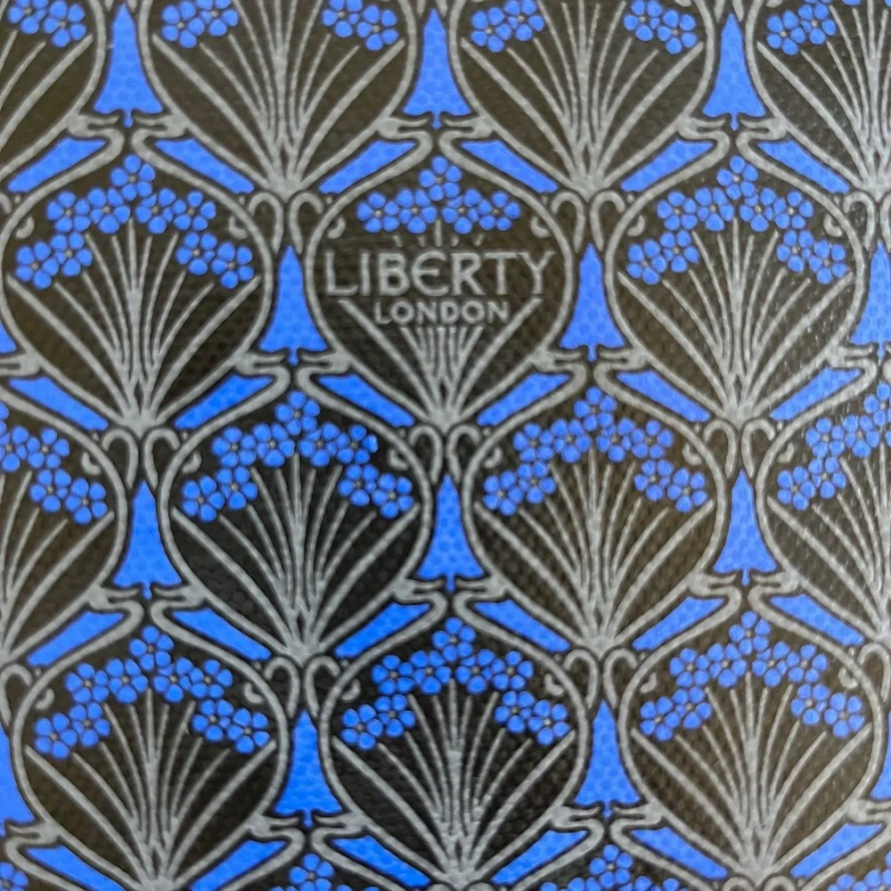 Liberty of London Black and Blue Clutch with Multicolor Paisley Initial - Picture 4 of 6
